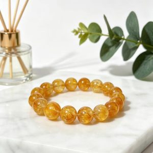 Warm Sun Wealth Citrine Beaded Bracelet | Solar Plexus Chakra Abundance Crystal - 图片 3