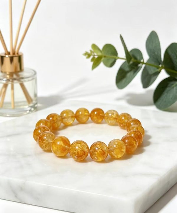 Warm Sun Wealth Citrine Beaded Bracelet | Solar Plexus Chakra Abundance Crystal