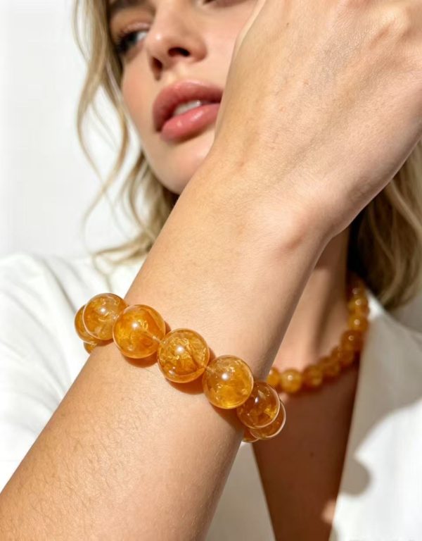 Warm Sun Wealth Citrine Beaded Bracelet | Solar Plexus Chakra Abundance Crystal