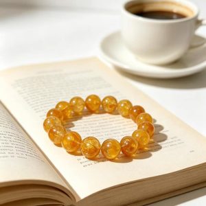 Warm Sun Wealth Citrine Beaded Bracelet | Solar Plexus Chakra Abundance Crystal - 图片 2