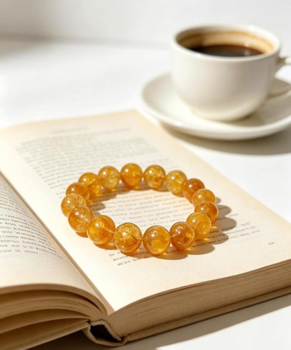 Warm Sun Wealth Citrine Beaded Bracelet | Solar Plexus Chakra Abundance Crystal
