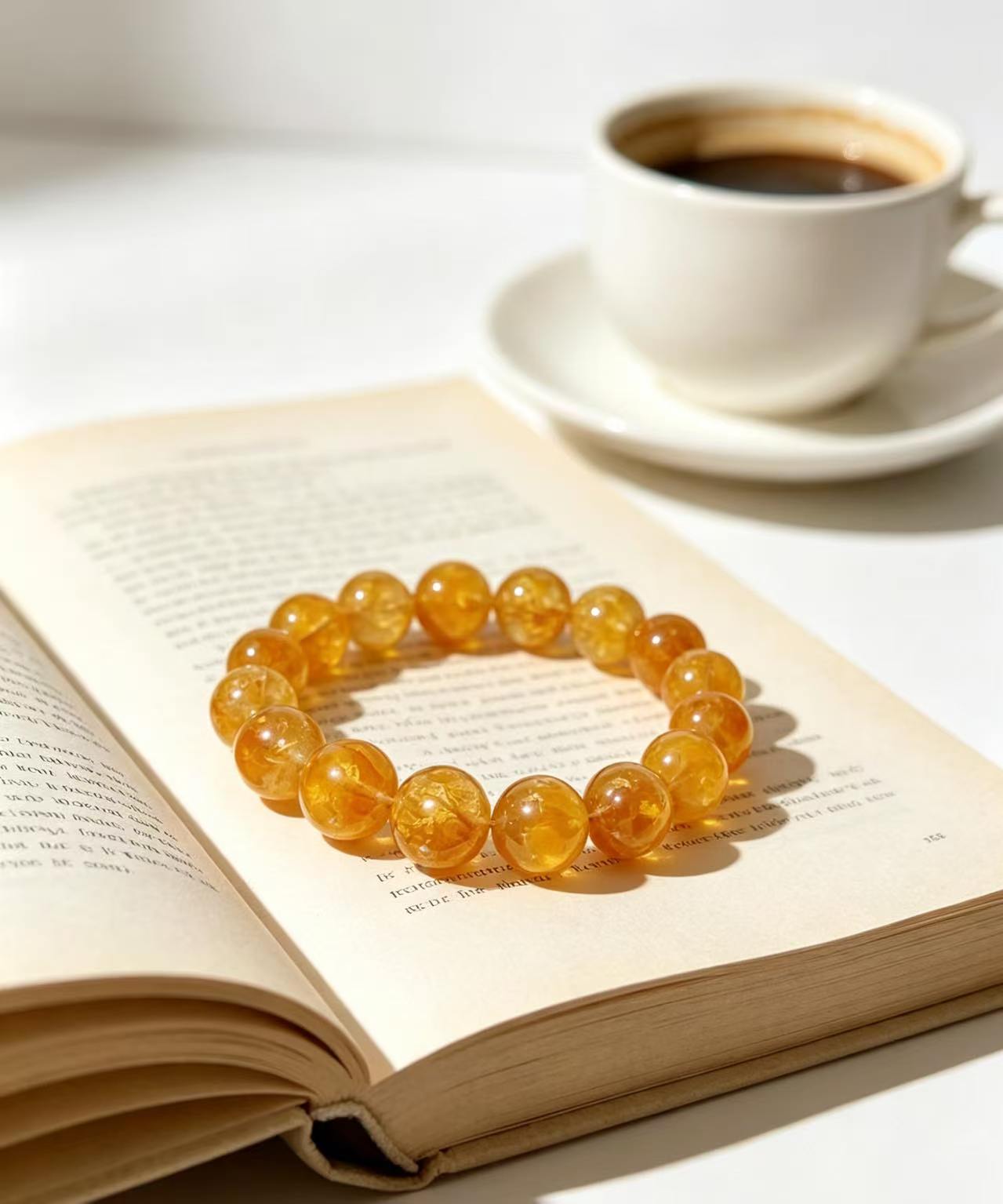 Warm Sun Wealth Citrine Beaded Bracelet | Solar Plexus Chakra Abundance Crystal - 图片 2